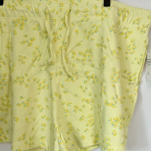 NWT Abound Organic Cotton Green Yellow Moxie Floral Pull On Shorts - 2X - Picture 4 of 5